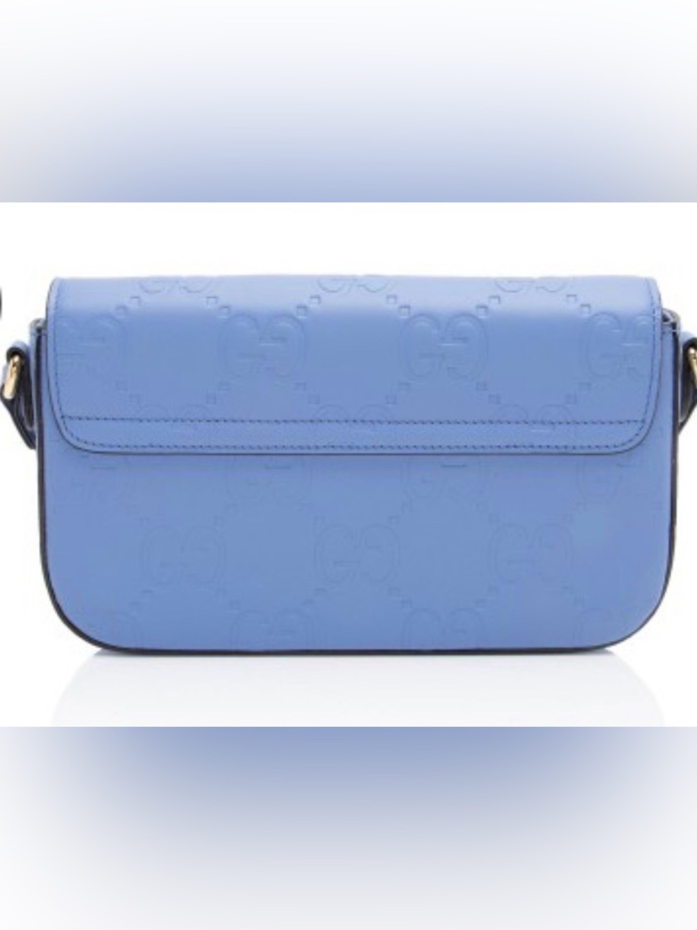 Gucci Jumbo GG Supreme Embossed Blue Leather Pouchette Crossbody NWT Full Set - Picture 3 of 4